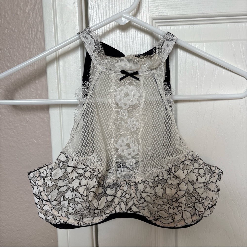 VS Dream Angels 34C Unlined Demi Bra Lace Mesh Floral Sheer Vintage Style rare